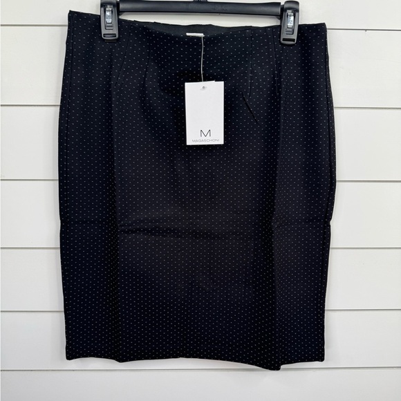 M MAGASCHONI Skirt Womens Size L Black White Knit Pencil Classic Pull On - Picture 7 of 12